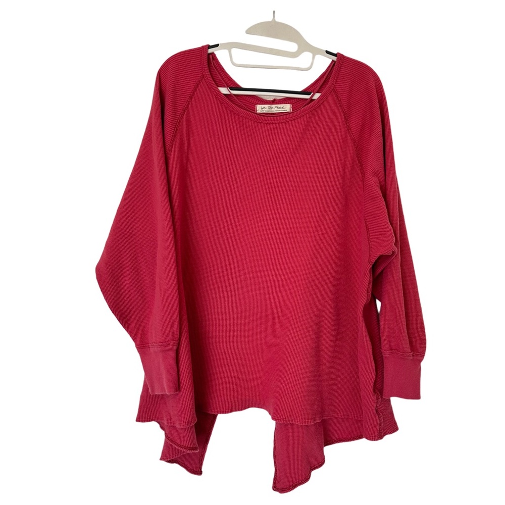 Free People Amelia‎ Thermal Boho Oversized Rose Sweater Size L
